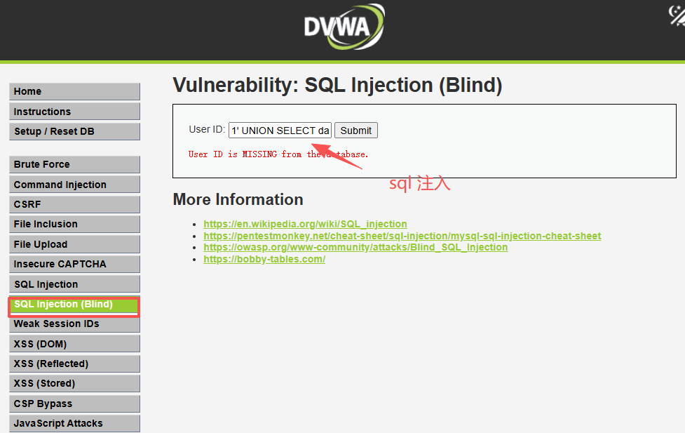 DVWA-SQL注入
